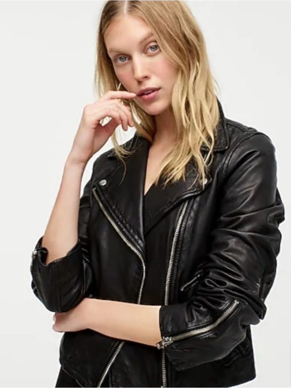 Black Leather Moto Jacket - Women
